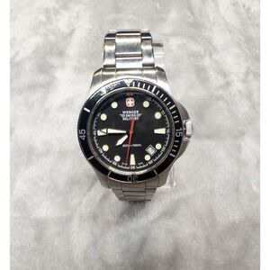 Wenger Swiss Military Battalion Dive Mens 44mm Watch New Battery Stainless Band